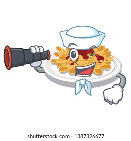 Sailor with binocular pasta in the a mascot shape