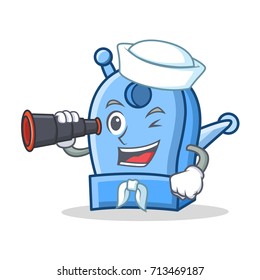 Sailor with binocular pencil sharpener character cartoon