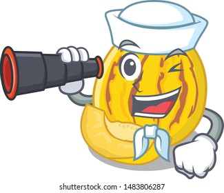 Sailor with binocular pepino melon with the character shape