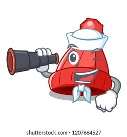 Sailor with binocular photo of a cartoon woolen beanie