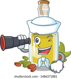 Sailor with binocular Pistachio oil in a character bottle