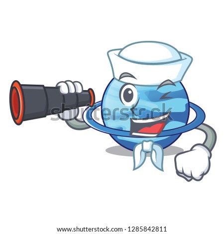 Sailor with binocular planet uranus in the cartoon form