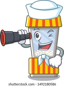 Sailor with binocular popcorn vending machine is formed cartoon