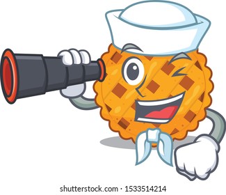 Sailor with binocular pumpkin pie isolated in the mascot