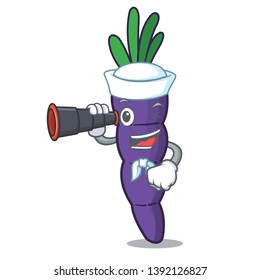 Sailor with binocular purple carrots in the character shape