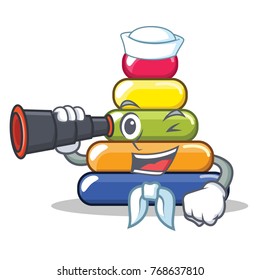 Sailor with binocular pyramid ring character cartoon