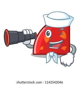 Sailor with binocular quadrant mascot cartoon style