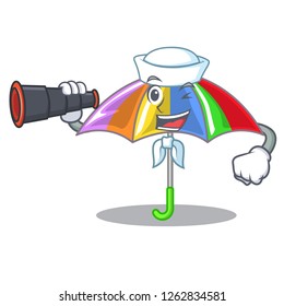 Sailor with binocular rainbow umbrella in chracter that fun