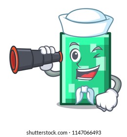 Sailor with binocular rectangle mascot cartoon style