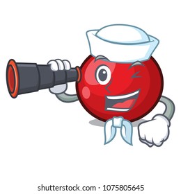 Sailor with binocular red currant mascot cartoon