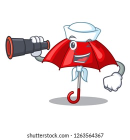 Sailor with binocular red umbrella lit up cartoon shape