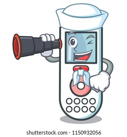 Sailor with binocular remote control mascot cartoon