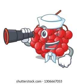 Sailor with binocular rowan slices fruit cartoon berries shape