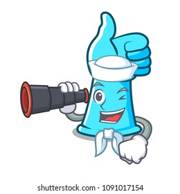 Sailor with binocular rubber gloves mascot cartoon
