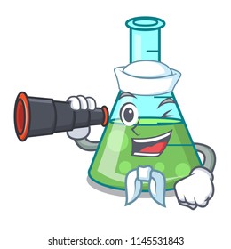 Sailor with binocular science beaker mascot cartoon