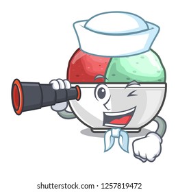 Sailor with binocular scoops of sorbet in isolated mascot