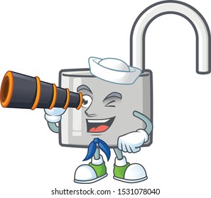 Sailor with binocular silver unlock key for security private.