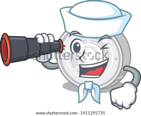 Sailor with binocular smoke detector in the cartoon shape