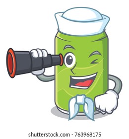 Sailor with binocular soft drink character cartoon