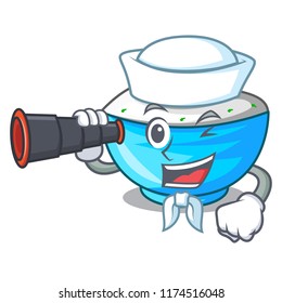 Sailor with binocular sour cream in a character bowl