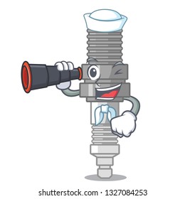 Sailor with binocular spark plug isolated with the mascot