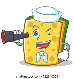 Sailor with binocular sponge cartoon character funny