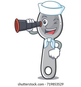 Sailor with binocular spoon character cartoon style