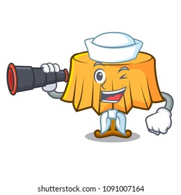 Sailor with binocular table cloth mascot cartoon