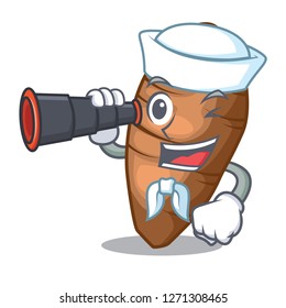Sailor with binocular taro tuber isolated in the mascot