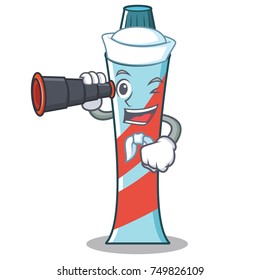 Sailor with binocular toothpaste character cartoon style