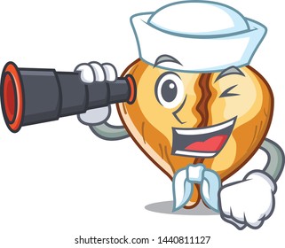 Sailor with binocular tortellini is served in cartoon board