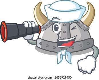 Sailor with binocular viking helmet toys on mascot table