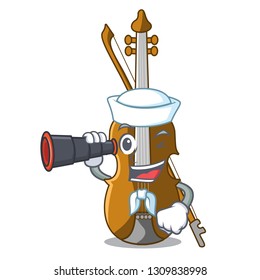 Sailor with binocular violin in the cartoon music room