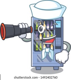 Sailor with binocular wine vending machine isolated with character