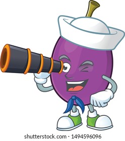 Sailor with binocular winne fruit cute mascot cartoon style