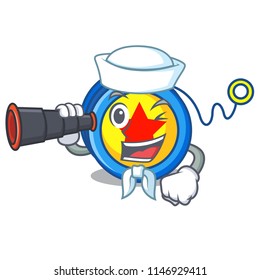 Sailor with binocular yoyo mascot cartoon style