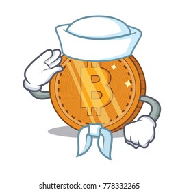 Sailor bitcoin coin character cartoon