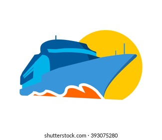 sailor blue cruise ship boat image icon