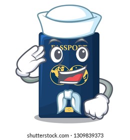 Sailor blue passport in the cartoon form