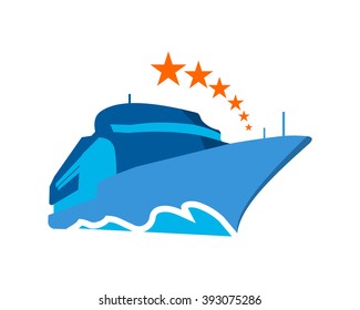 sailor blue star cruise ship boat image icon
