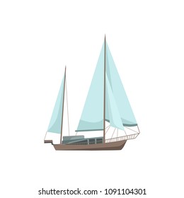 Sailor boat in flat style isolated on white background. Vector illustration.