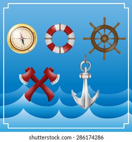 Sailor boat, icon vintage design.