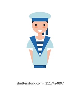 Caracter de marinero en el vector uniforme azul Ilustración en fondo blanco