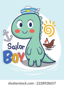 ilustración vectorial del diseño gráfico de la camiseta del niño de marinero \