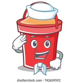 Sailor bucket character cartoon style