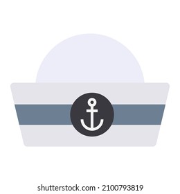 sailor cap flat clipart vector illustration