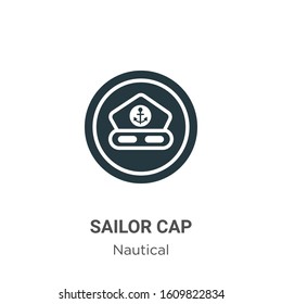 Sailor cap glyph icon vector on white background. Flat vector sailor cap icon symbol sign from modern nautical collection for mobile concept and web apps design.