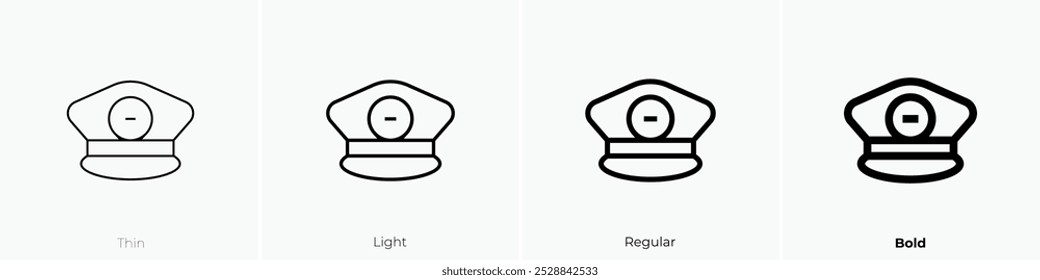 Seemannskappensymbol. Dünnes, helles Design im regulären und kühlen Stil, einzeln auf weißem Hintergrund