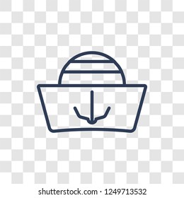 Sailor cap icon. Trendy linear Sailor cap logo concept on transparent background from Nautical collection