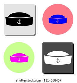 sailor cap. simple flat vector icon illustration on four different color backgrounds